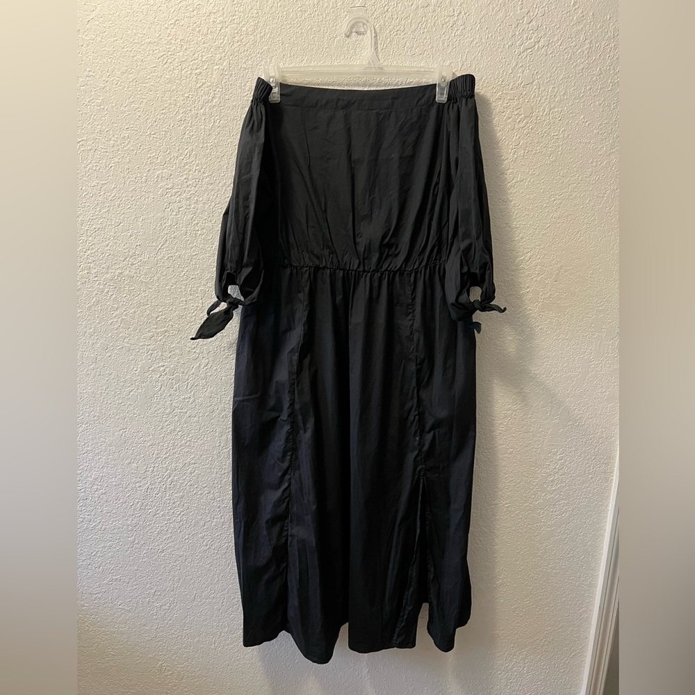 ELOQUII Women's Plus Size Off the Shoulder black Midi Dress